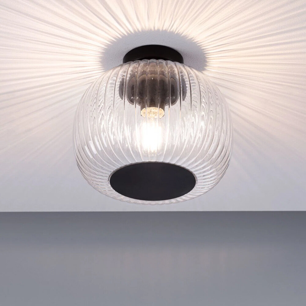 Badkamer Plafondlamp Ribbelglas 25 cm E27 IP44