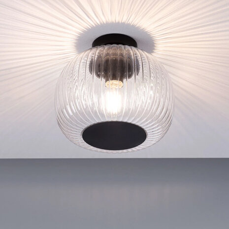 Badkamer Plafondlamp Ribbelglas 25 cm E27 IP44