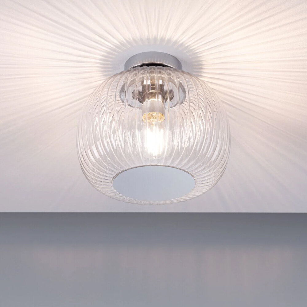 Badkamer Plafondlamp Ribbelglas 25 cm E27 IP44