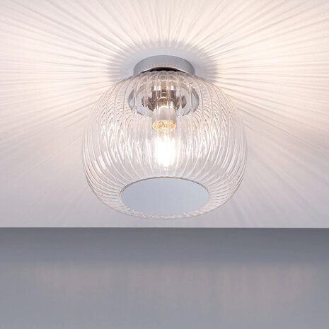 Badkamer Plafondlamp Ribbelglas 25 cm E27 IP44