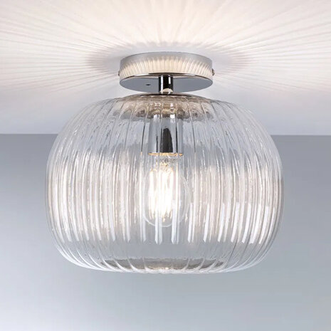 Badkamer Plafondlamp Ribbelglas 25 cm E27 IP44