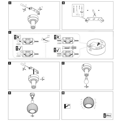 Badkamer Plafondlamp Ribbelglas 25 cm E27 IP44