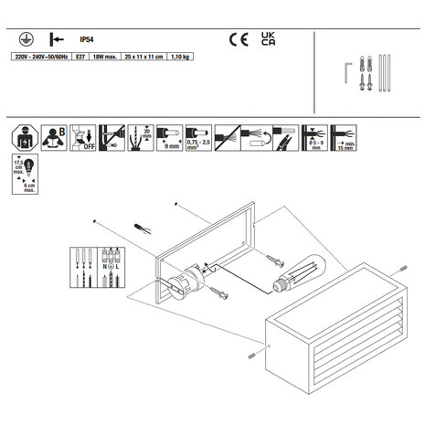 Wand Buitenlamp Louvre Lamellen E27