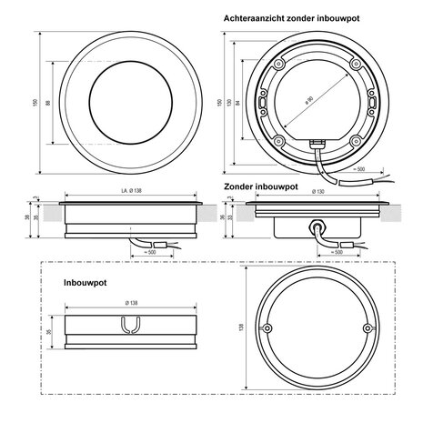 Vloer Inbouwspot Dimbaar 24V DC IP67 LED 12W - Ondiep 35 mm