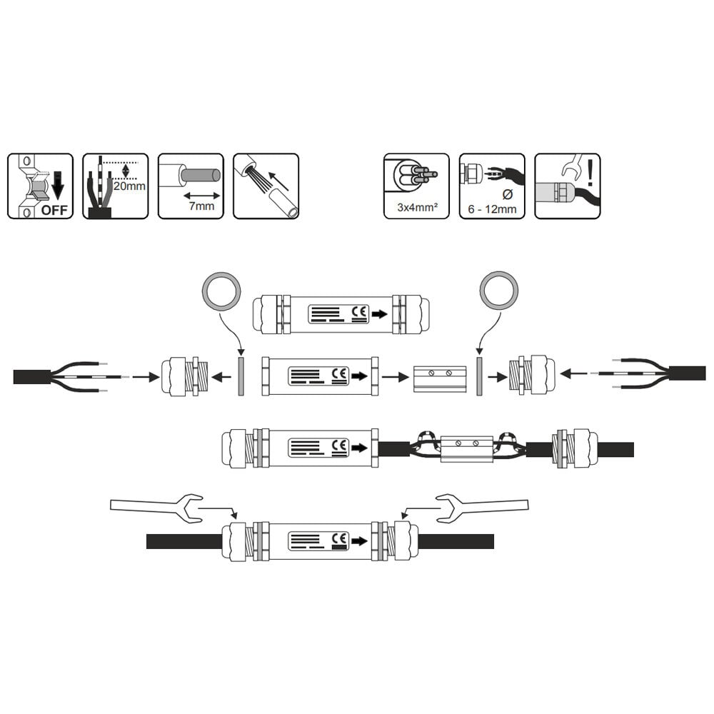 Kabelverbinder Lang 3 polig IP68