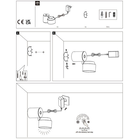 LED Vloerspot Zwart met 3-staps dimmer
