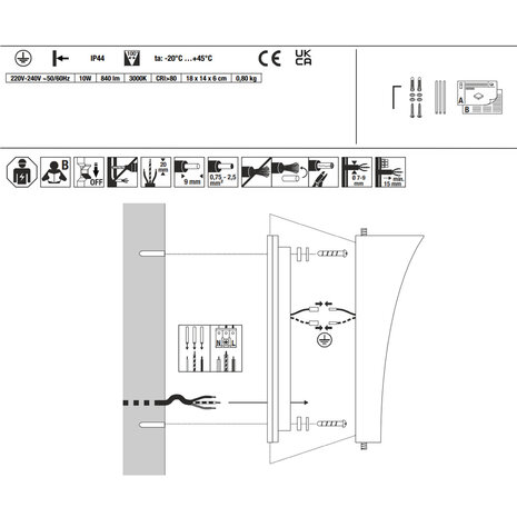 LED Wandverlichting IP44 Wave XL