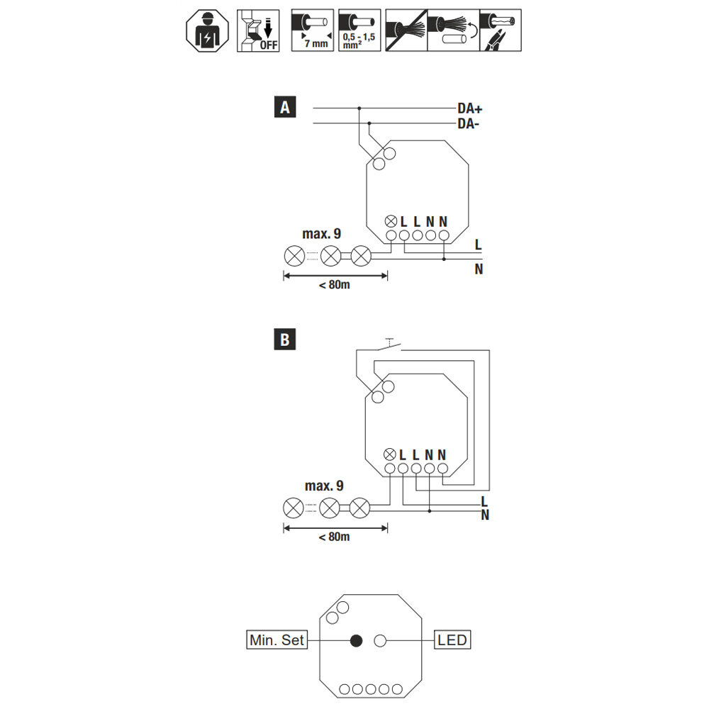 Inbouw Dimmer DALI 200W Inbouw Dimmer DALI 200W