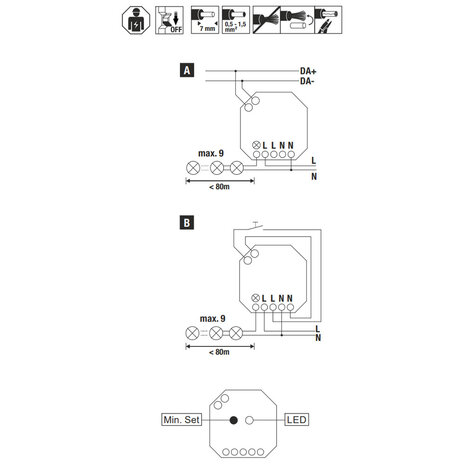 Inbouw Dimmer DALI 200W Inbouw Dimmer DALI 200W