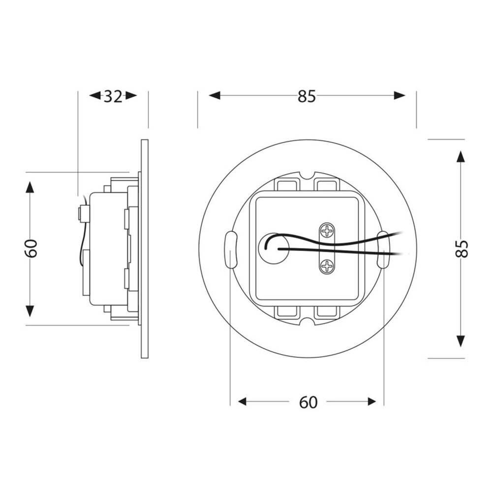 Wand Inbouwspot Rond 230V voor inbouwdoos
