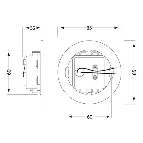 Wand Inbouwspot Rond 230V voor inbouwdoos