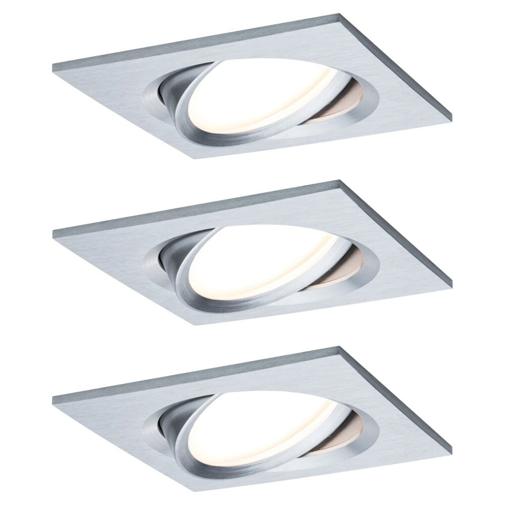 3 Dimbare LED Inbouwspots 230V Vierkant Kantelbaar