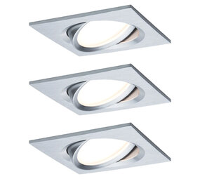 3 Dimbare LED Inbouwspots 230V Vierkant Kantelbaar