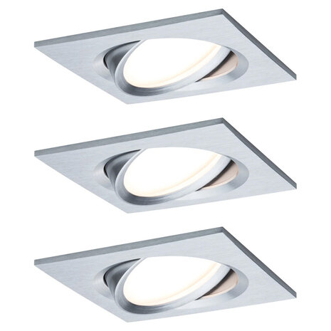3 Dimbare LED Inbouwspots 230V Vierkant Kantelbaar