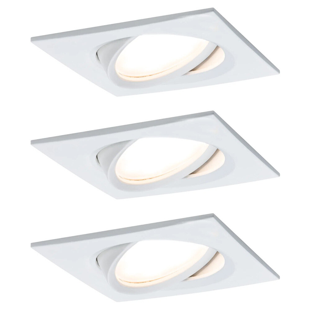 3 Dimbare LED Inbouwspots 230V Vierkant Kantelbaar