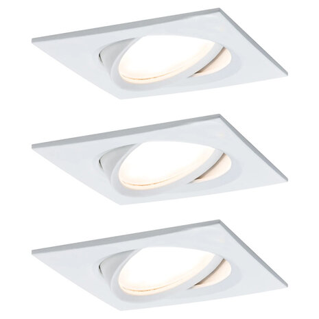3 Dimbare LED Inbouwspots 230V Vierkant Kantelbaar