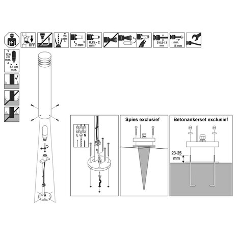 Rvs buitenverlichting 60 cm Rvs buitenverlichting 60 cm