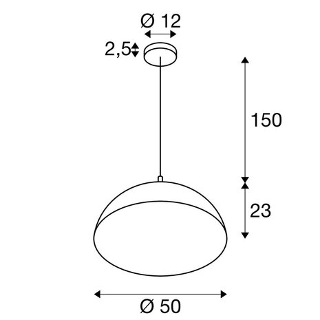 Hanglamp Dome XL zwart-goud 50 cm