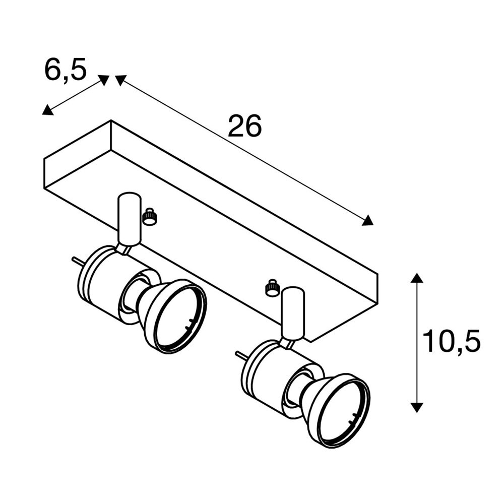 Luxe 2-lichts GU10 Wandspot Plafondspot Alu Luxe 2-lichts GU10 Wandspot Plafondspot Alu