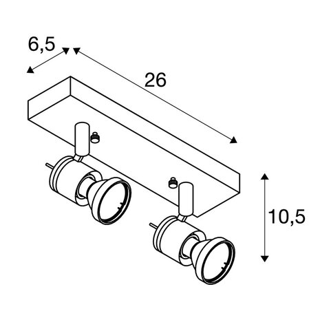 Luxe 2-lichts GU10 Wandspot Plafondspot Alu Luxe 2-lichts GU10 Wandspot Plafondspot Alu