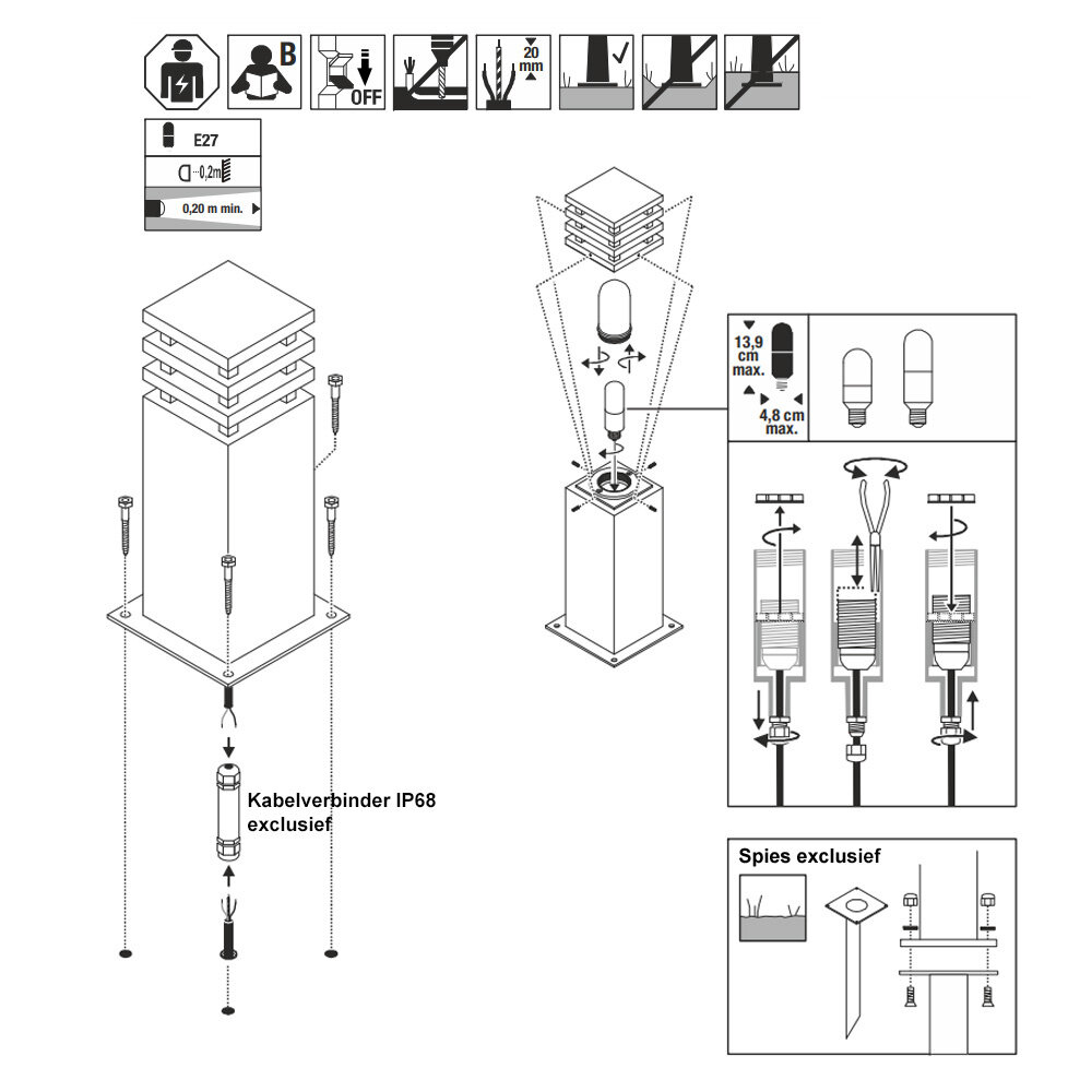 Staande Tuinlamp Vierkant Cortenstaal 40 cm Staande Tuinlamp Vierkant Cortenstaal 40 cm