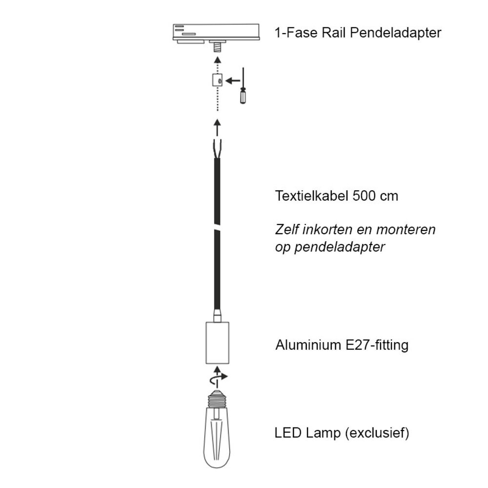 Snoer met Fitting voor 1-Fase Rail