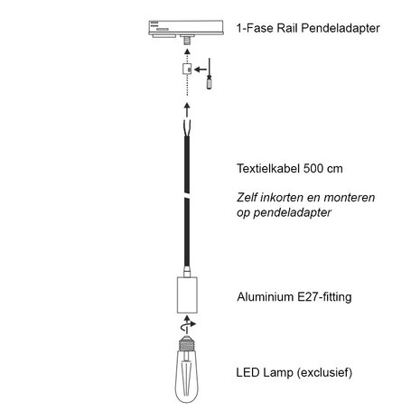 Snoer met Fitting voor 1-Fase Rail