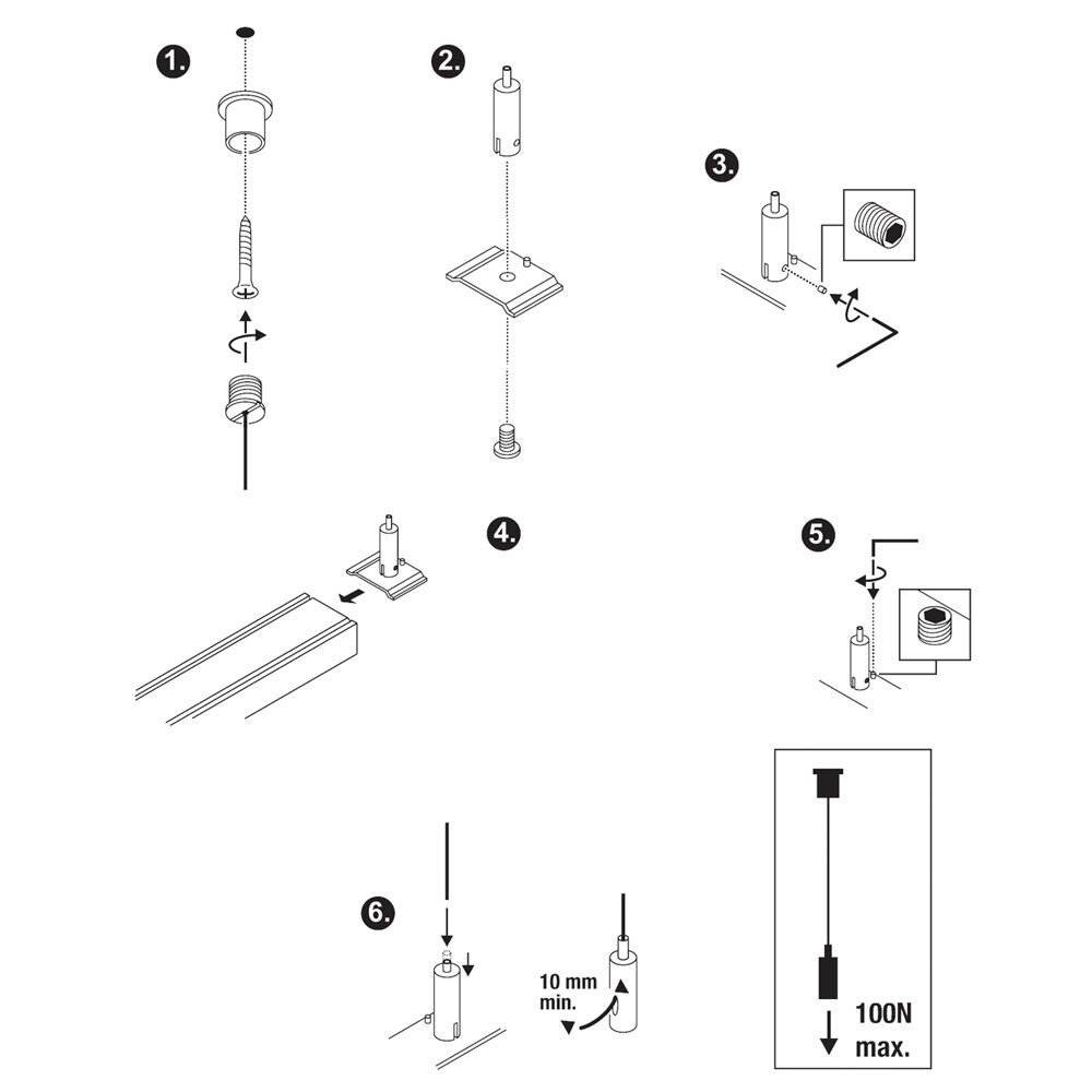 1-Fase Rail Ophangset 1-Fase Rail Ophangset