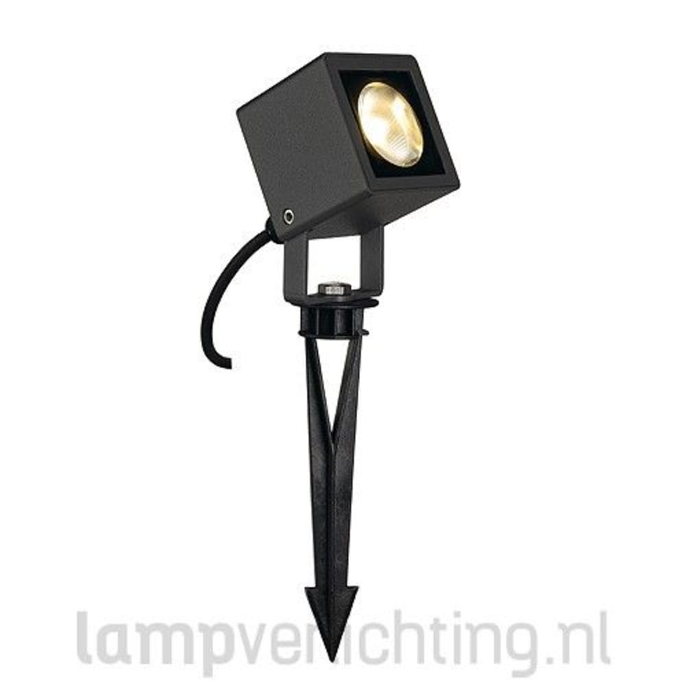 heet Blanco zin Kubusvormige LED Buitenspot met Spies - Antraciet - Schitterend licht in je  tuin - LampVerlichting.nl