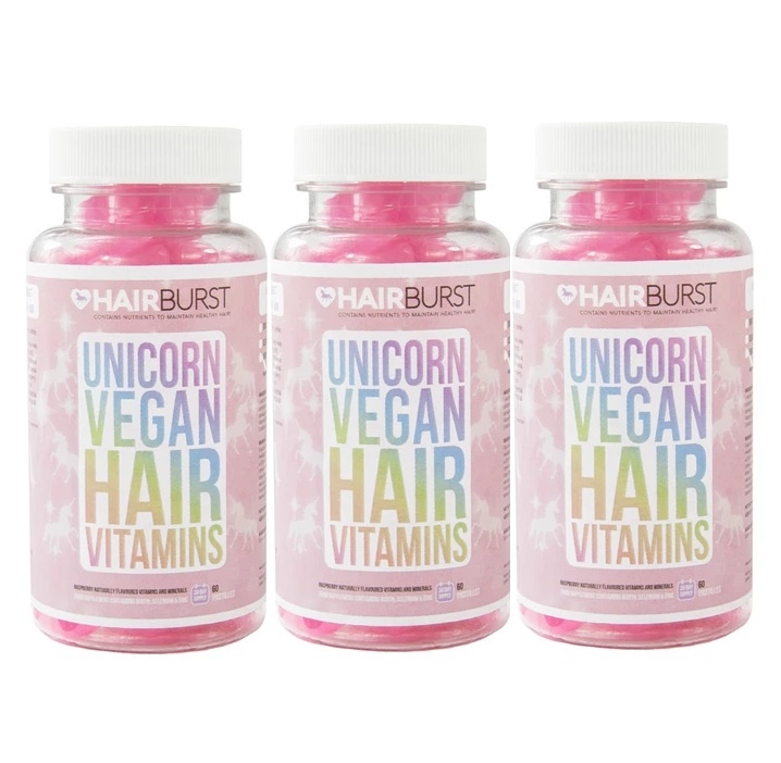 Hairburst Unicorn Vegan Hair Vitamins Trio 3months Monolith