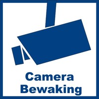 Sticker "camerabewaking" 5.3 x 5.3 cm binnenkant raam/deur - 2 stuks