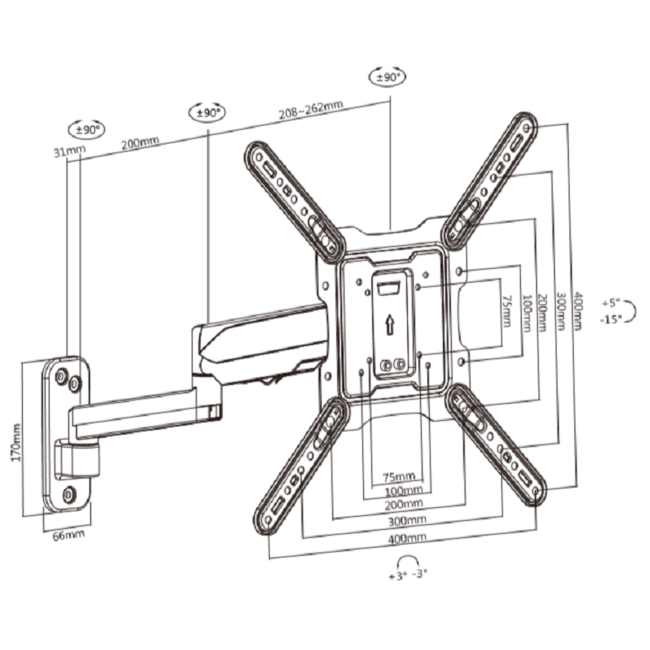 DQ Up/Down TV Beugel Zwart