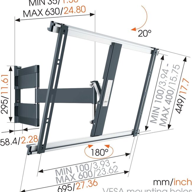 Vogel's THIN 545 Draai- en Kantelbare TV Beugel Zwart