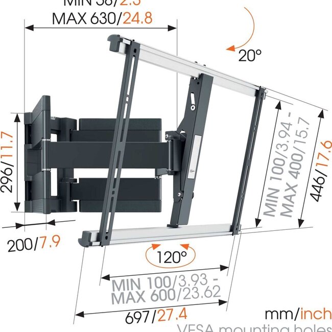 Vogel's THIN 550 Draai- en Kantelbare TV Beugel Zwart