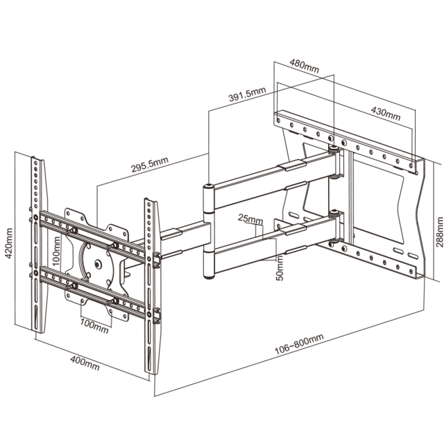 XTRARM Tantal 80 cm Flex 400 TV Beugel Wit