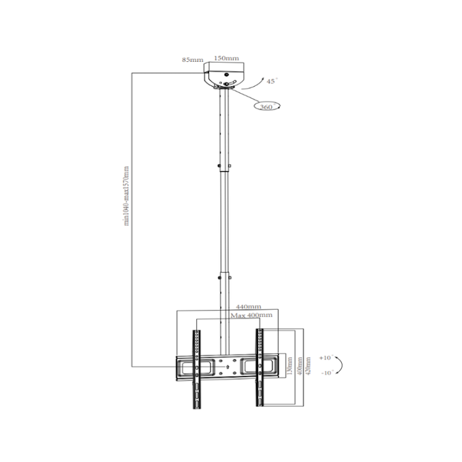 XTRARM Avis 104 - 157 cm TV Plafondbeugel