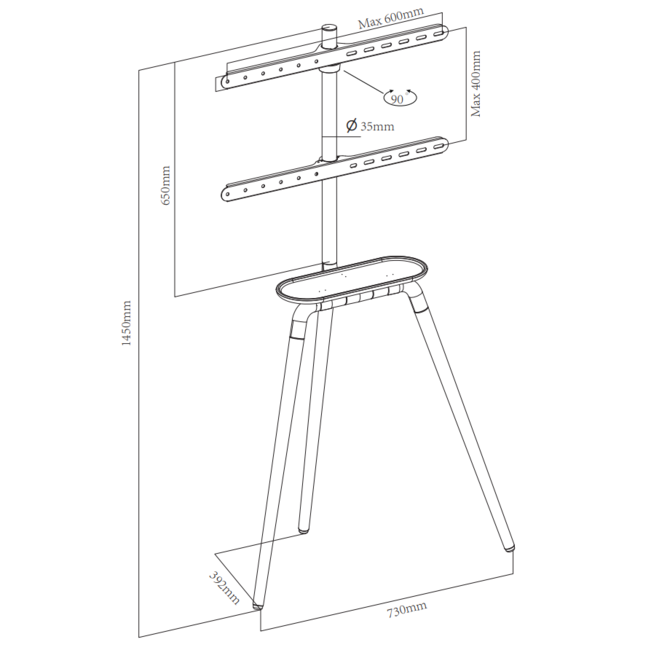 XTRARM Ayta Tripod TV Standaard Beukenhout