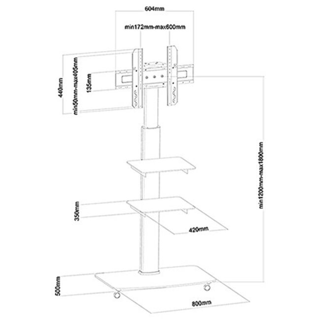 MyWall HP100 TV Vloerstandaard Zwart