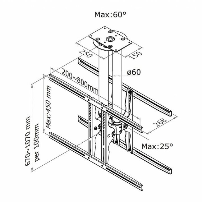 Neomounts PLASMA-C100D TV Plafondbeugel