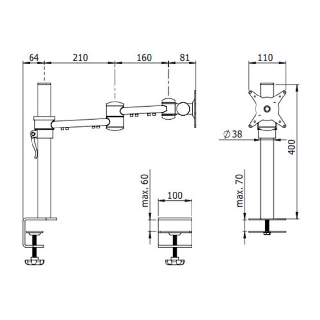 Dataflex Viewmate monitorarm Zilver - bureau 662