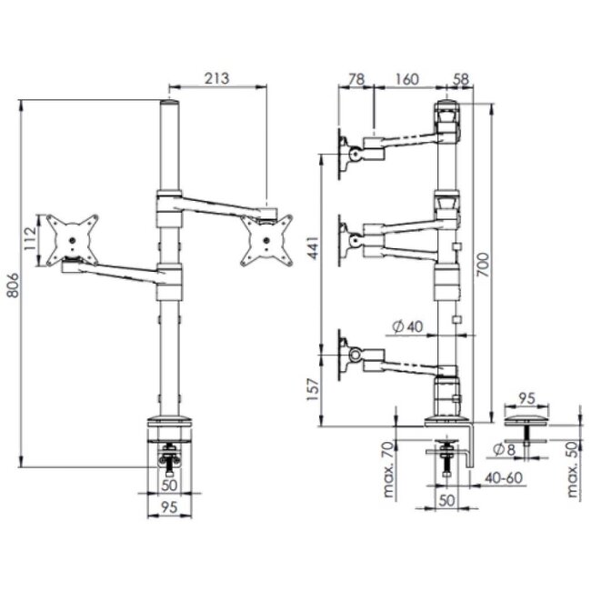Dataflex Viewlite monitorarm Zwart - bureau 143