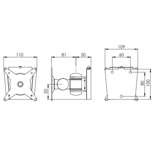 Dataflex Viewmate monitorarm Zilver - wand 032