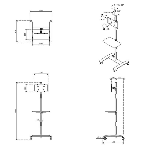 Dataflex Viewmate werkstation - vloer 712