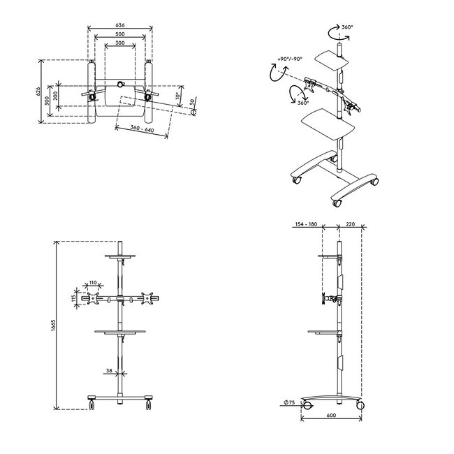 Dataflex Viewmate werkstation - vloer 722