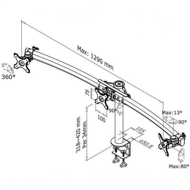Neomounts FPMA-D700D3 Monitorbeugel