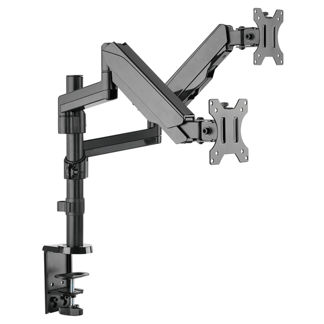 DQ Dubbele Monitorarm zwart - met Gasveer