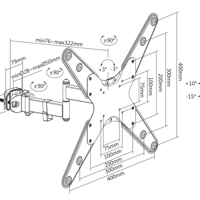 DQ Astro TV beugel voor paalbevestiging zwart