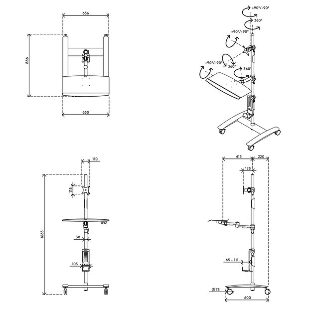 Dataflex Viewmate werkstation - vloer 702