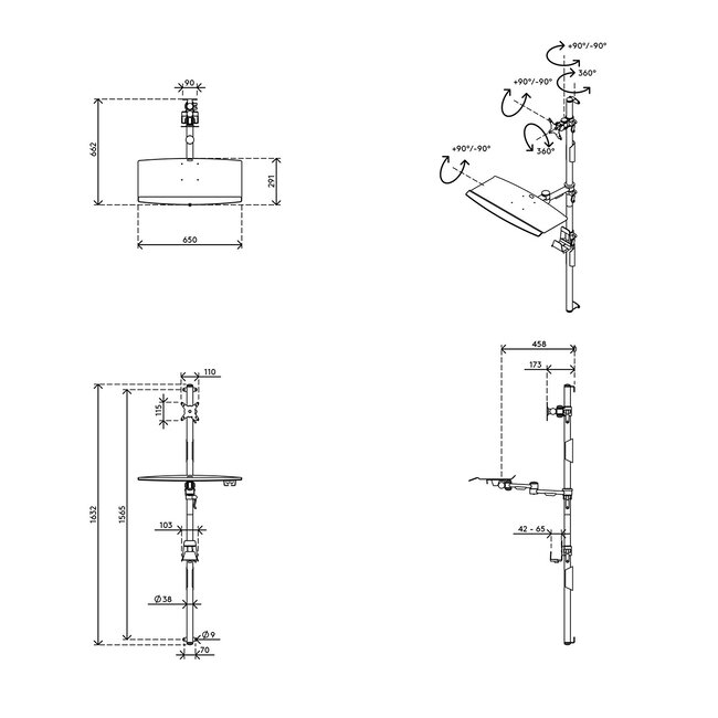 Dataflex Viewmate werkstation - wand 732