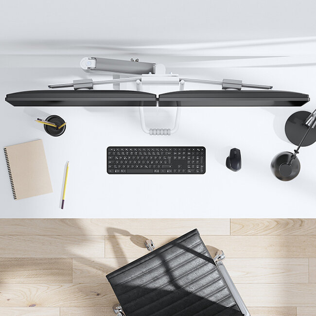 Neomounts DS75-450WH2 Monitorarm 17-32" - gasveer - Topfix - 180°-stop